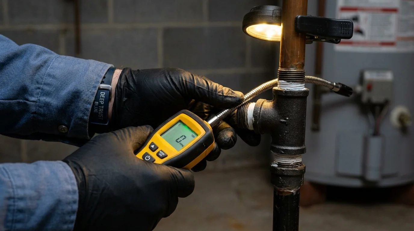 Gas leak detection with electronic sniffer by Johns Plumbing LLC in Dewey