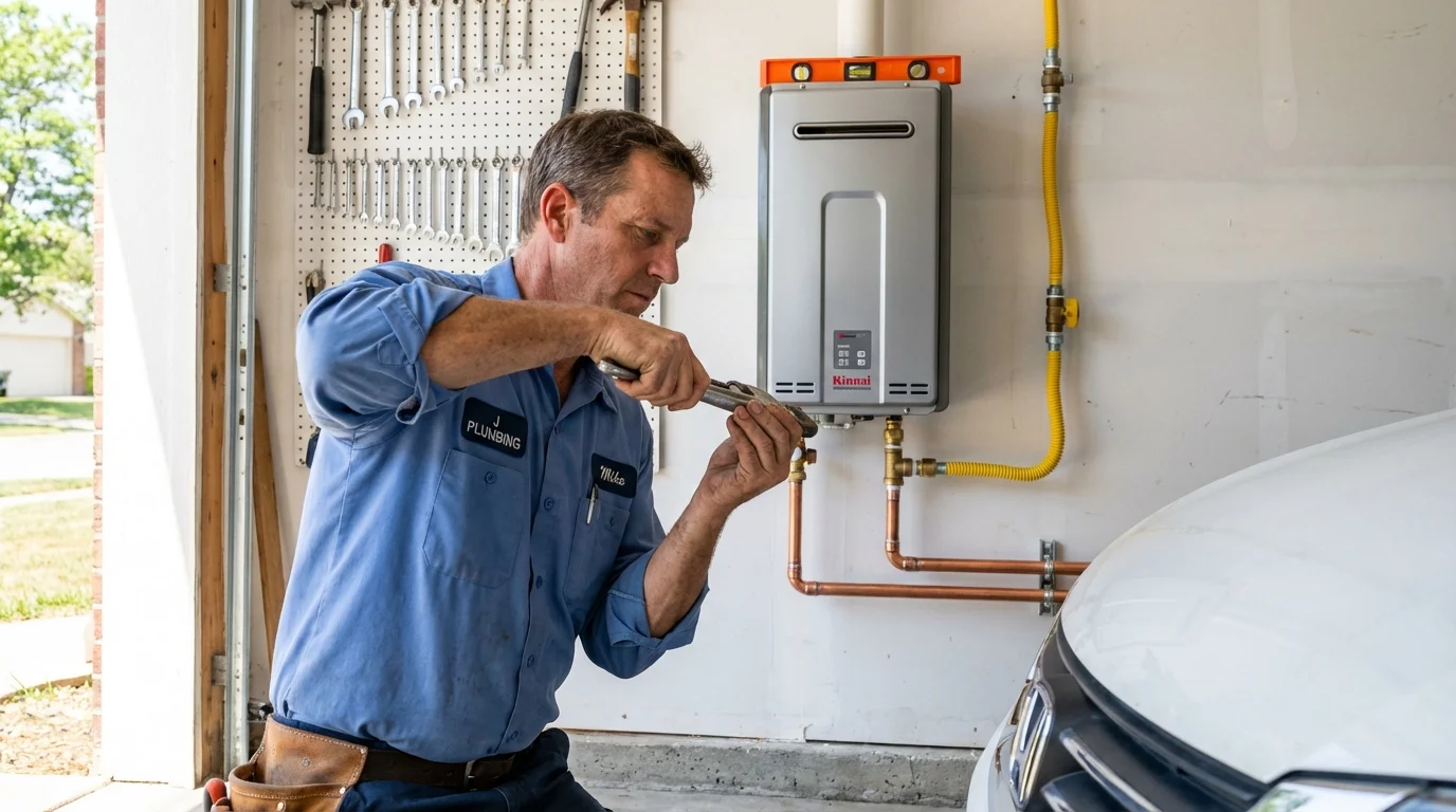 Tankless water heater installation by a Johns Plumbing LLC plumber in Dewey